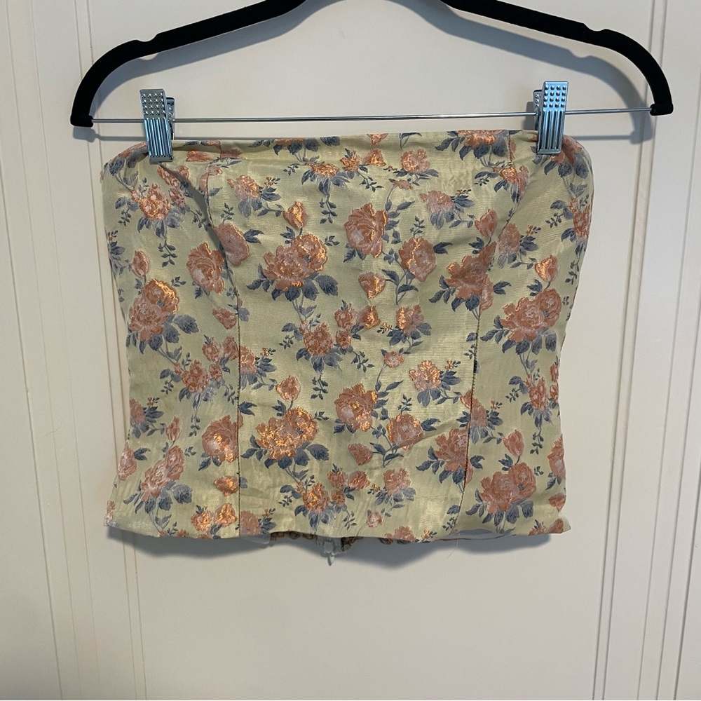 Reformation Giorgia Corset Floral Top in Butter‎ Yellow Size 6 - Picture 5 of 7